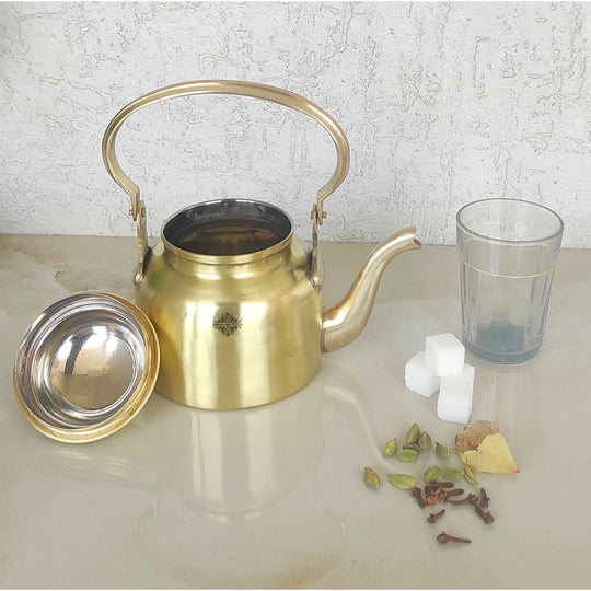 Pure Brass Designer Tea Kettle Pot, Serving Tea Coffee, Tableware