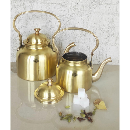Pure Brass Designer Tea Kettle Pot, Serving Tea Coffee, Tableware