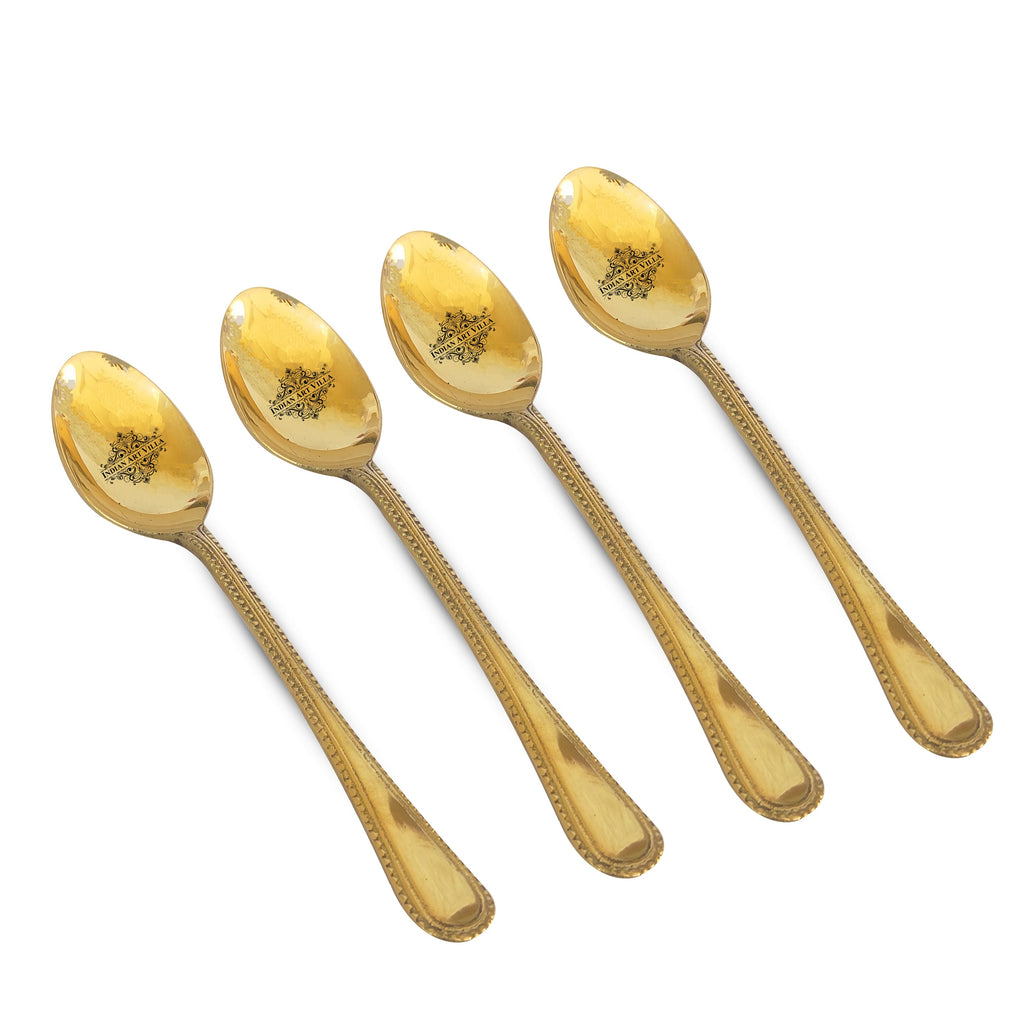IndianArtVilla Brass Bedding Spoon, Serveware Tableware, Length 7" Inch, Gold