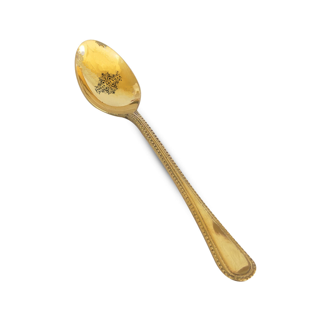 IndianArtVilla Brass Bedding Spoon, Serveware Tableware, Length 7" Inch, Gold