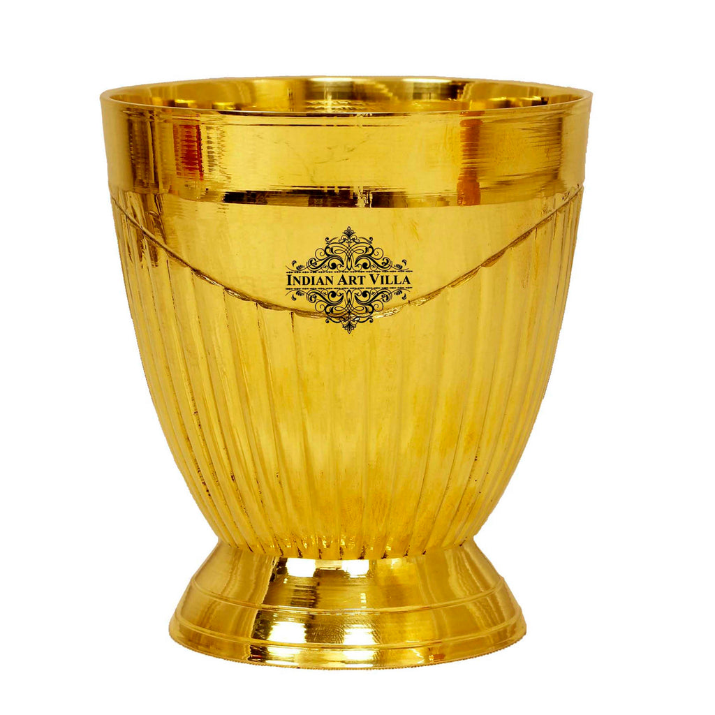 Indian Art Villa Pure Brass Glass, Lining Design Glass, 300 ML