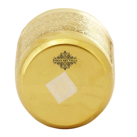 Brass tumbler with an intricate design offering both style and functionality for casual or formal occasions.