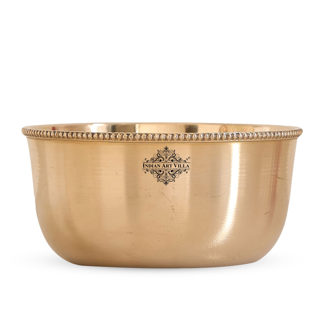 Indian Art Villa Brass Handmade Designer Bowl with Beaded Design, Dinnerware, Tableware