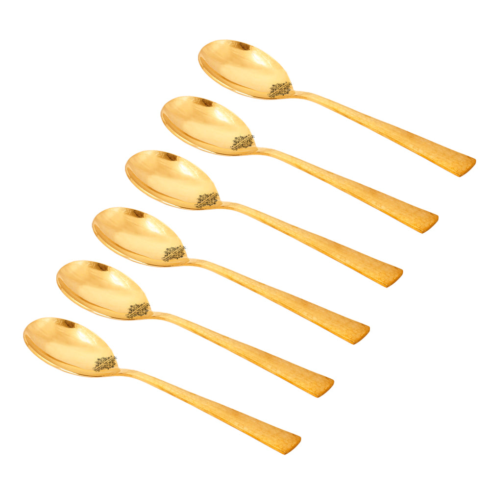 Indian Art Villa Brass Serving Spoon, Serveware Tableware, Length:- 10.2" Inch, Gold