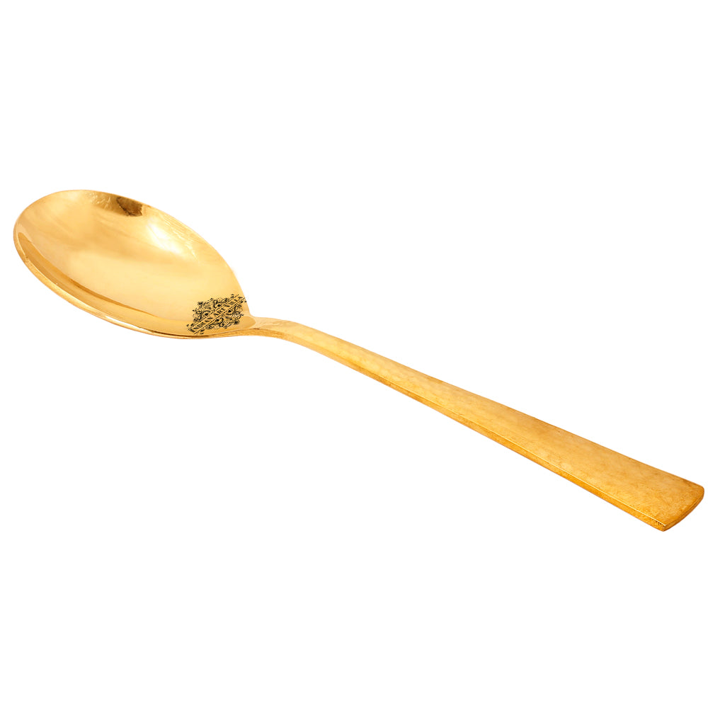 Indian Art Villa Brass Serving Spoon, Serveware Tableware, Length:- 10.2" Inch, Gold