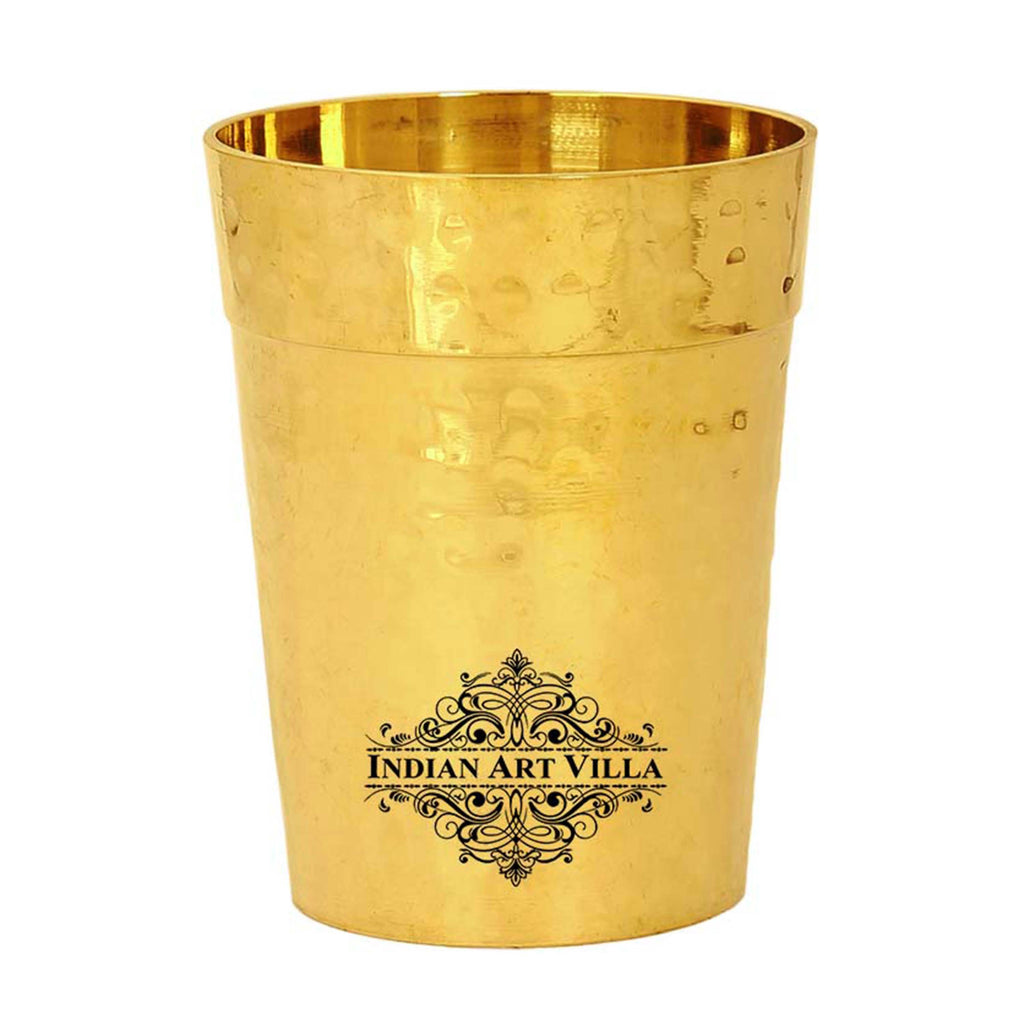 Brass Glass Tumbler Cup, Hammered Design, Drinkware, 160 ML, Gold
