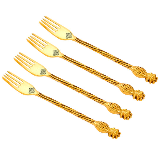 Brass Designer Fork,Pineapple Design,Flatware, Gold
