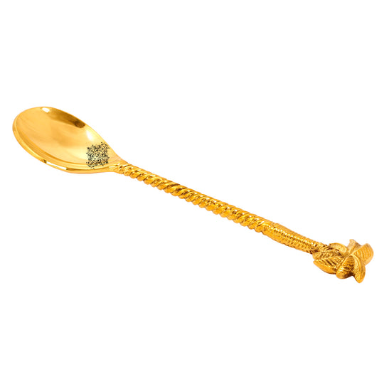 Brass Designer Spoon, Tree Design, Flatware, 8.3'' Inch, Gold