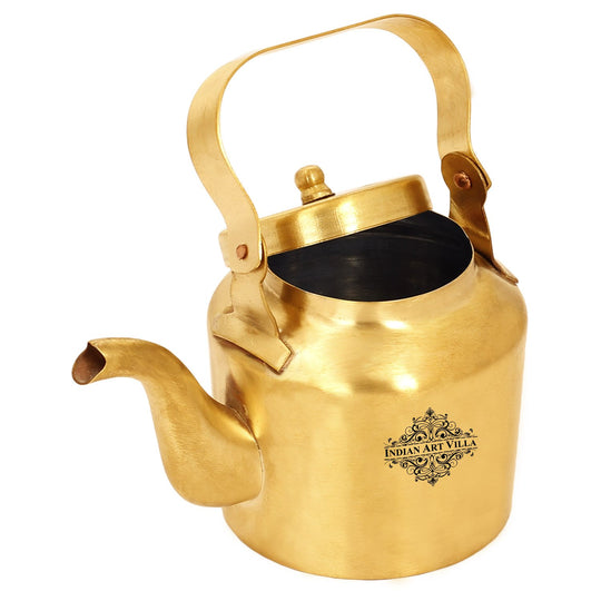 Indian Art Villa Presents Brass Handmade Teapot with Lid & a Designer Handle with a tin lining inside used as Serveware or tableware at great Deals & Discounts. A teapot is a a vessel with a Lid, spout and a handle in which tea is brewed and from which it is served.