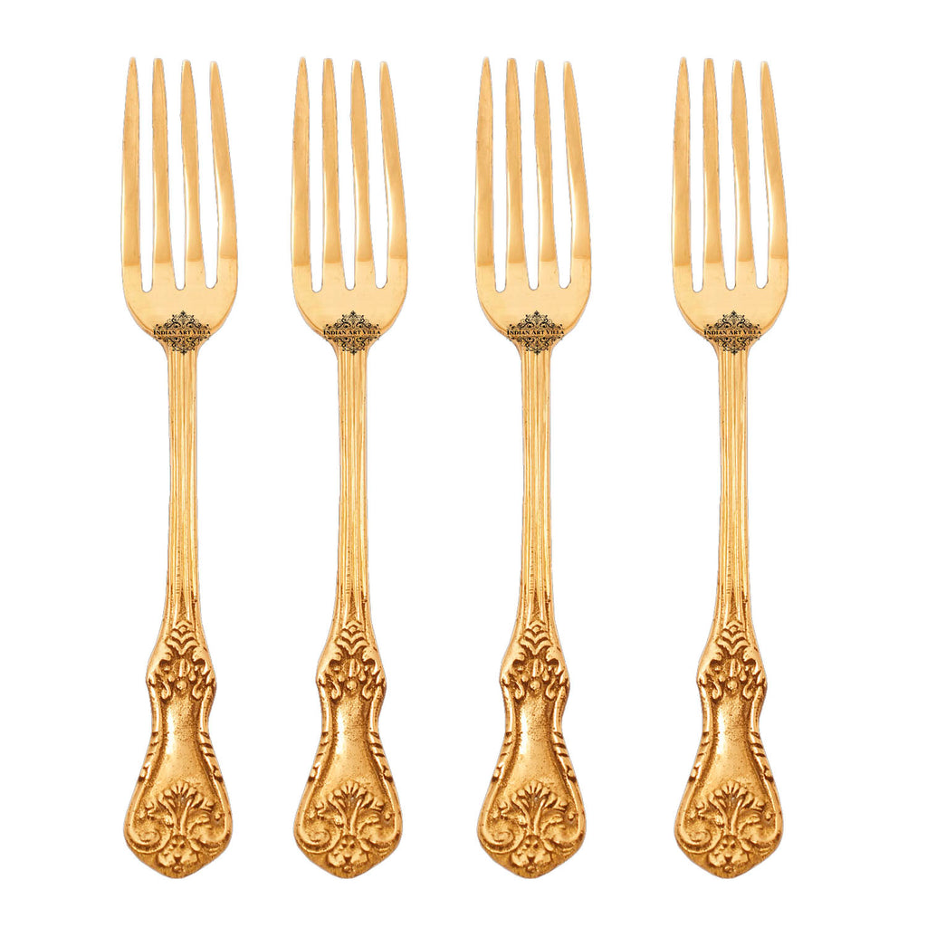 Indian Art Villa Brass Designer Fork, Tableware Home Hotel , Length:- 6.8" Inch
