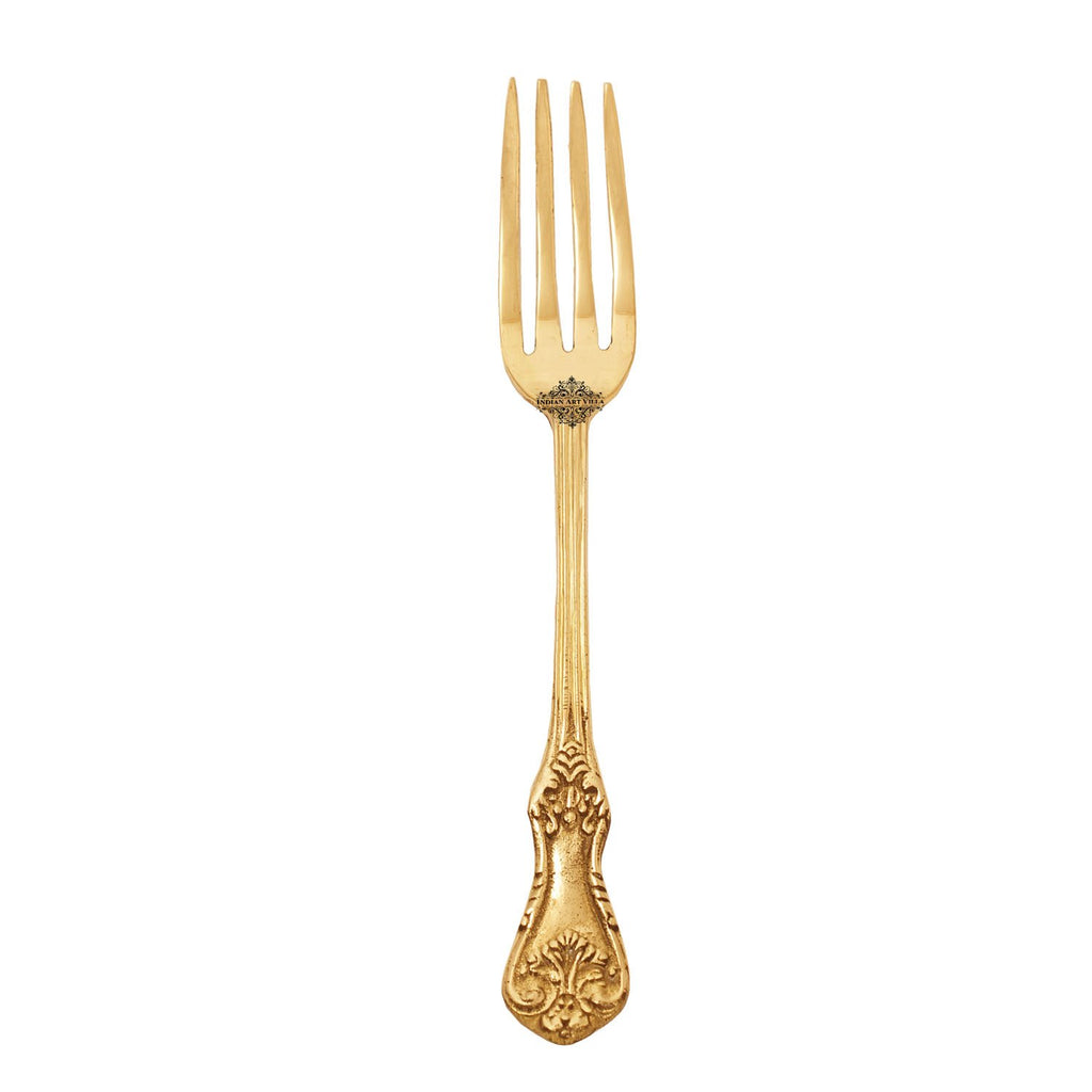 Indian Art Villa Brass Designer Fork, Tableware Home Hotel , Length:- 6.8" Inch