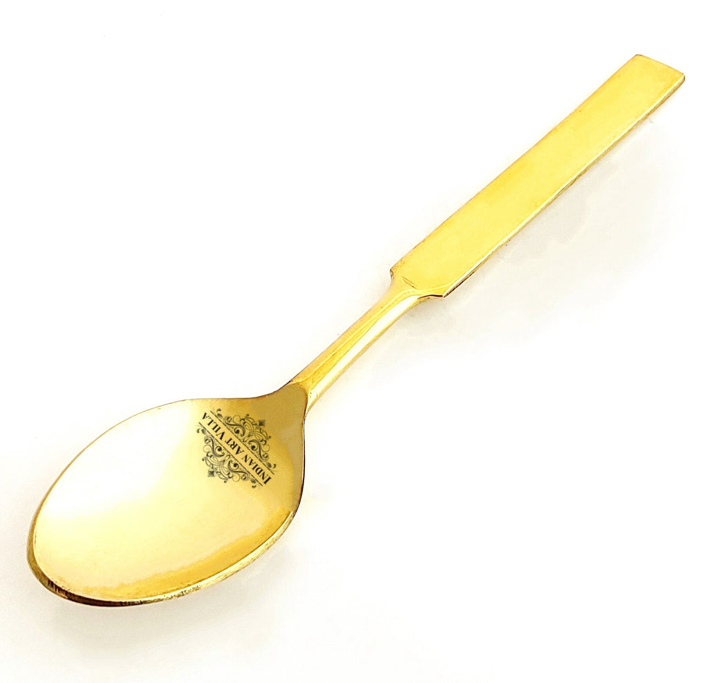 Indian Art Villa Brass Designer Desert Spoon , Tableware, Length:- 7.2" Inch