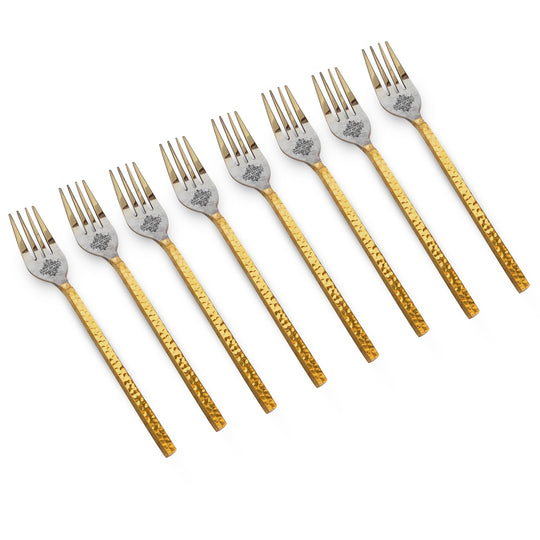 Pure Steel Hammered Fork  With Brass Handle, Length:- 18.80 cm