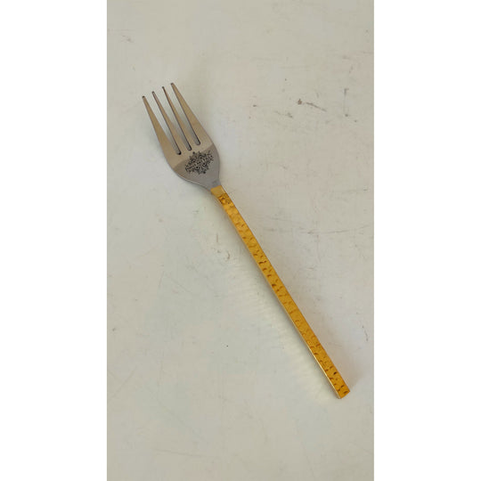 Pure Steel Hammered Fork  With Brass Handle, Length:- 18.80 cm