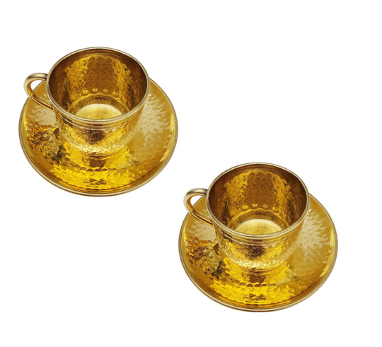 Pure Brass Hammered Cup & Saucer Set, Drinkware, Tableware, 150 ml