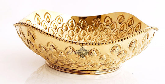 Brass Designer Handmade Fruit Basket Chocolate Bowl Centerpiece Dish Width 21.59 cm