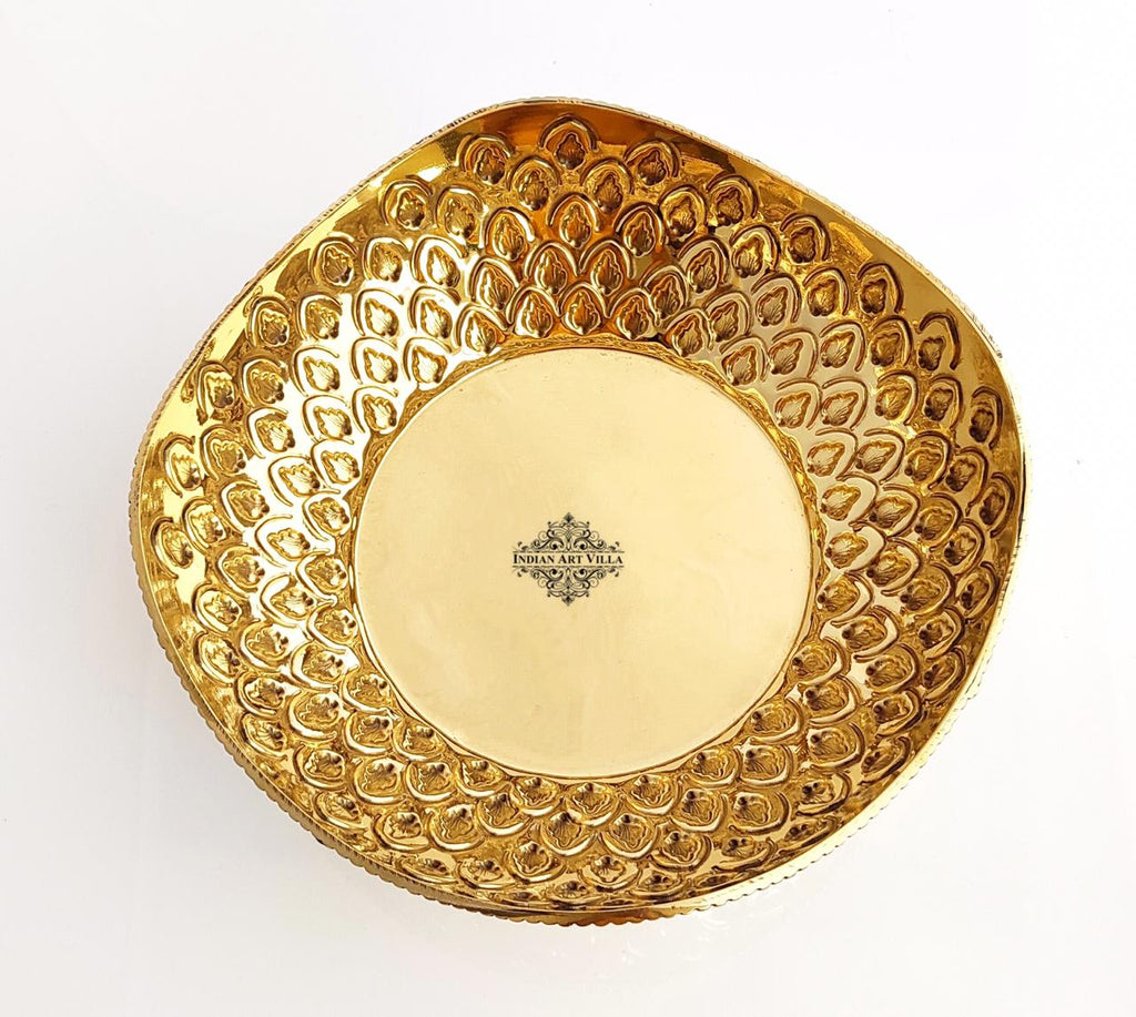 Indian Art Villa Brass Designer Handmade Fruit Basket Chocolate Bowl Centerpiece Dish Width 8.5" Inch