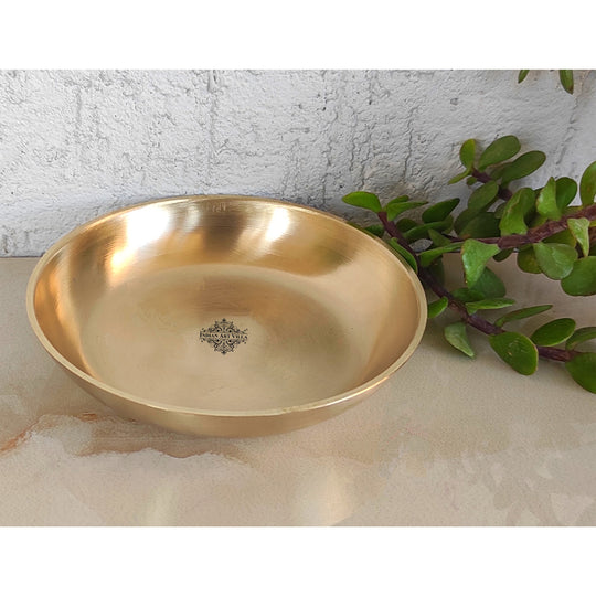 Brass Rice Plate With Matt Finish Design, Decorative Dinnerware, Tableware and Serveware for Home Hotel Restaurant, Diameter-10.92 cm