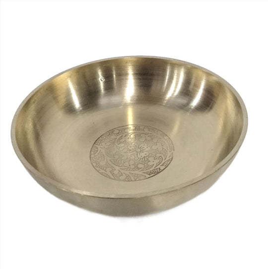 Handmade Pure Brass Rice Plate With Matt Embossed Design, Serveware, Dinnerware