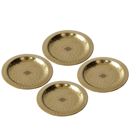Pure Brass Hammered Coaster – 11.4 cm