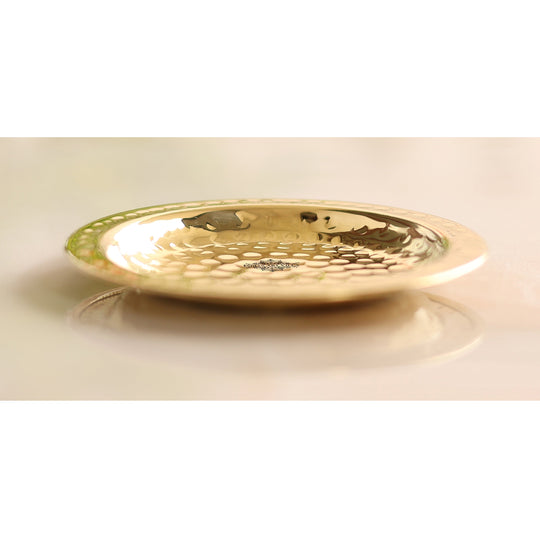 Pure Brass Hammered Coaster – 11.4 cm