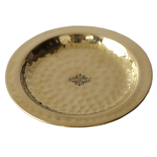 Pure Brass Hammered Coaster – 11.4 cm