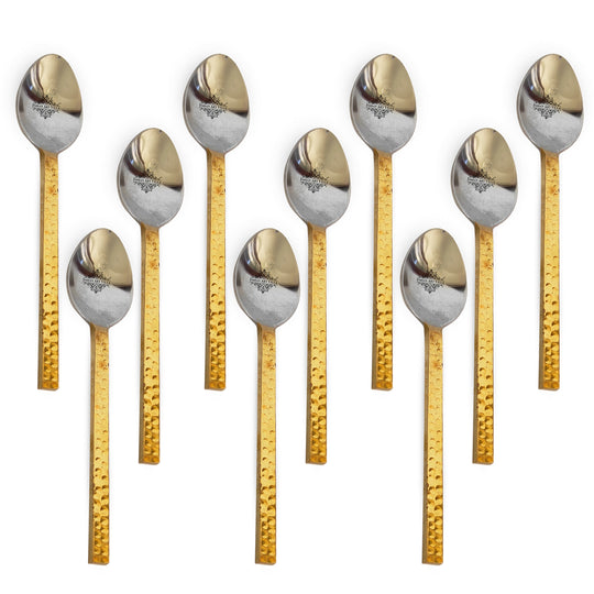 Steel Brass Spoon with Hammered Design, Dinnerware, Tableware & Cutlery Item, Length:- 15.24 cm