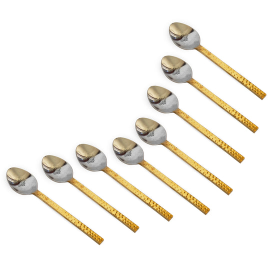 Steel Brass Spoon with Hammered Design, Dinnerware, Tableware & Cutlery Item, Length:- 15.24 cm