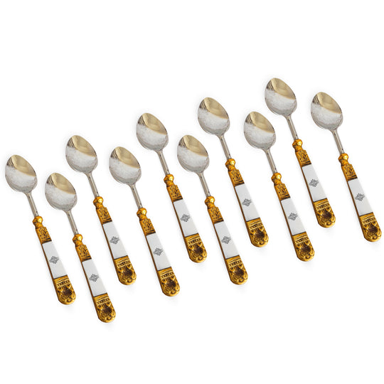 Steel Brass Spoon With Antique Embossed Design