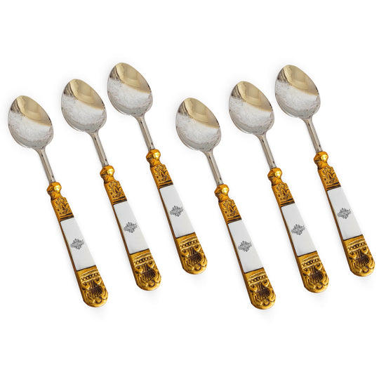 Steel Brass Spoon With Antique Embossed Design