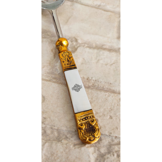 Steel Brass Spoon With Antique Embossed Design