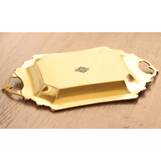 Pure Brass Matt Finish Tray with Handles