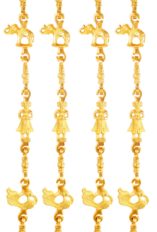 Brass Jhula chain elephant peacock Rudraksh set of 4 full view — Indian Art Villa