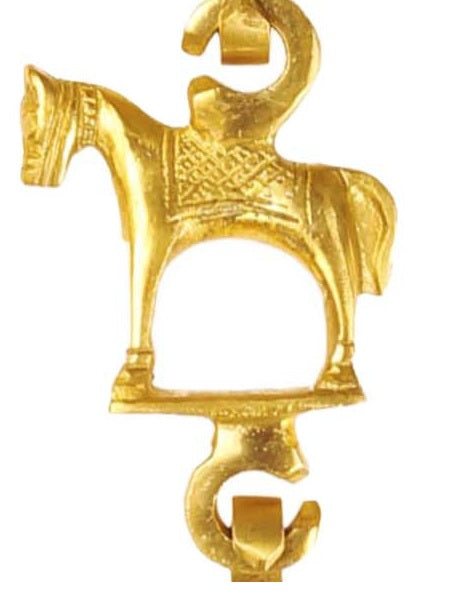 Indian Art Villa Brass Jhula Chain Horse, Men Guard , Elephant, Rudraksh Design, 75.2 Inch Each, Set of 4