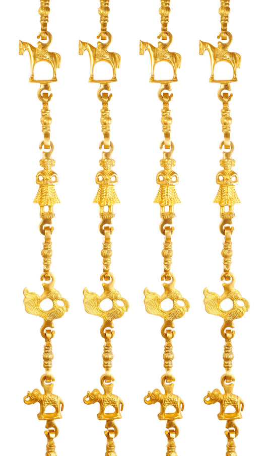 Brass Jhula chain 3 step designer set of 4 full view — Indian Art Villa