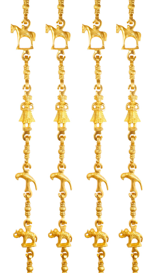 Brass Jhula chain Rudraksh design set of 4 full view — Indian Art Villa