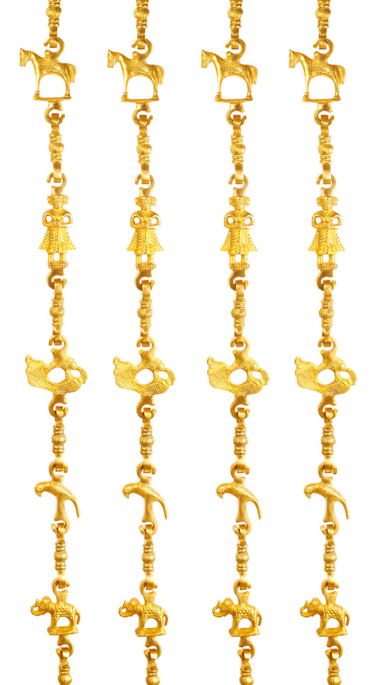 Brass Jhula Chain Horse, Men Guard, Peacock, Parrot, Elephant,  Rudraksh Design, 77.2" Inch