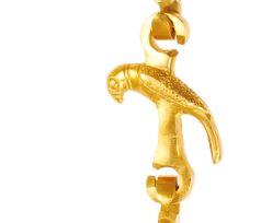 Brass Jhula chain men guard parrot peacock 3-step top view — Indian Art Villa