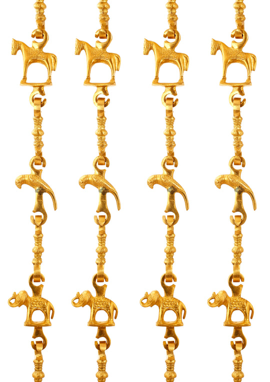 Brass Jhula chain horse parrot elephant 3-step set of 4 variant 1 full view — Indian Art Villa