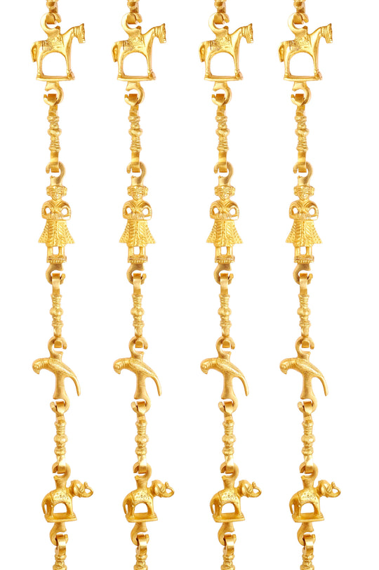 Brass Jhula chain horse parrot elephant 3-step set of 4 variant 2 full view — Indian Art Villa