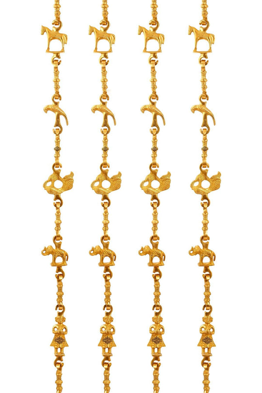 Brass Jhula chain horse parrot peacock 3-step set of 4 variant 3 full view — Indian Art Villa