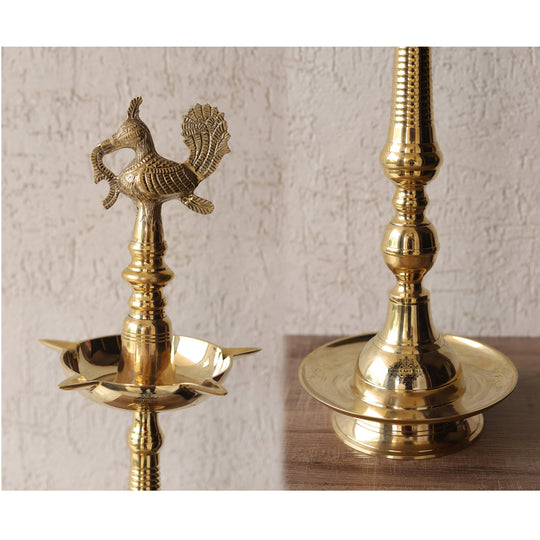 Pure Brass Stand/Pillar Diya/Deepak/Lamp/Lantern With Bird Design, Pooja, Home Decor & Diwali Gift Item