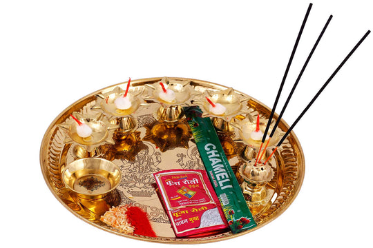 Pooja Thali,puja thali,aarti thali,diya thali,brass,brass worship items
