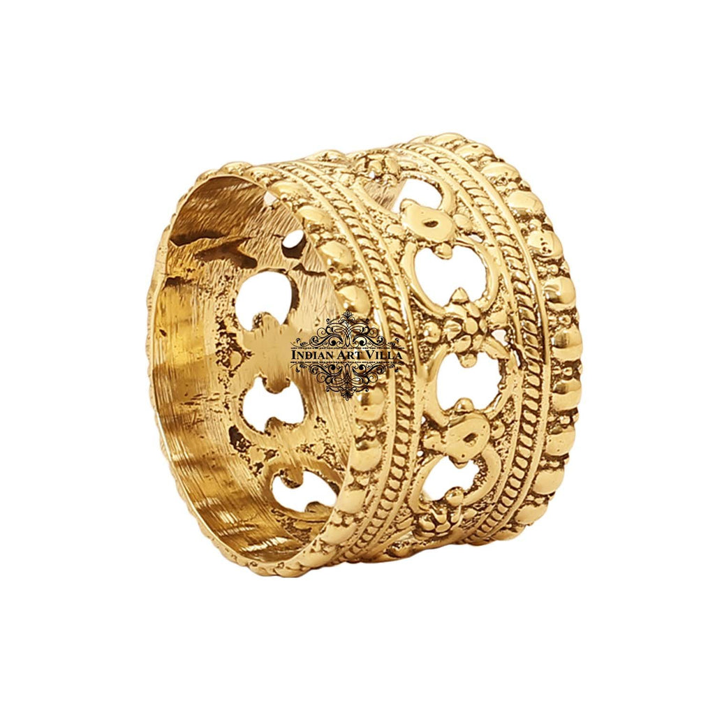 Indian Art Villa Pure Brass Designer Napkin Ring Decoration For Dining Table Setting Diameter:- 1.7" Inch Gold