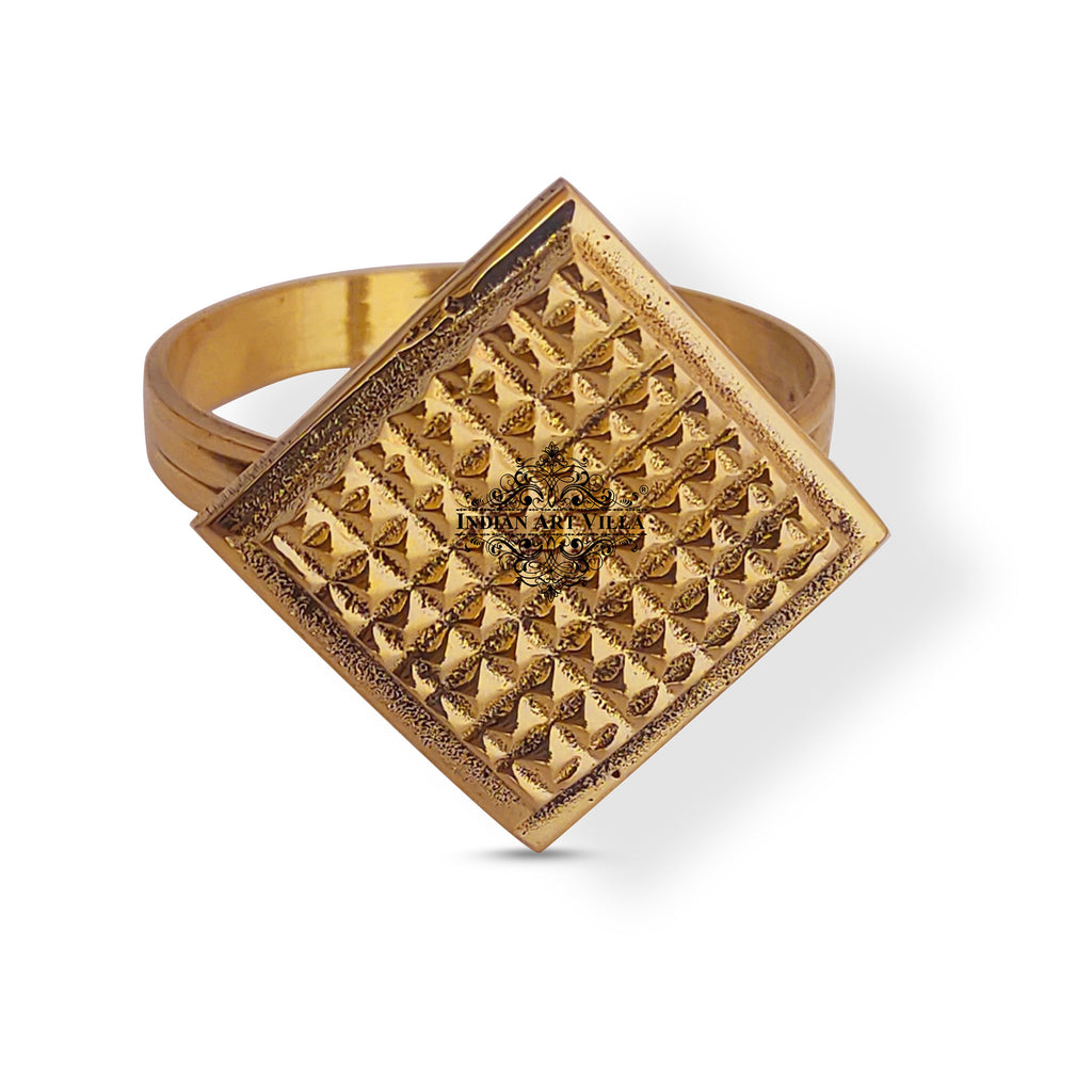 Indian Art Villa Pure Brass Diamond Chequer Design Napkin Ring, Diameter:-1.55 Inch