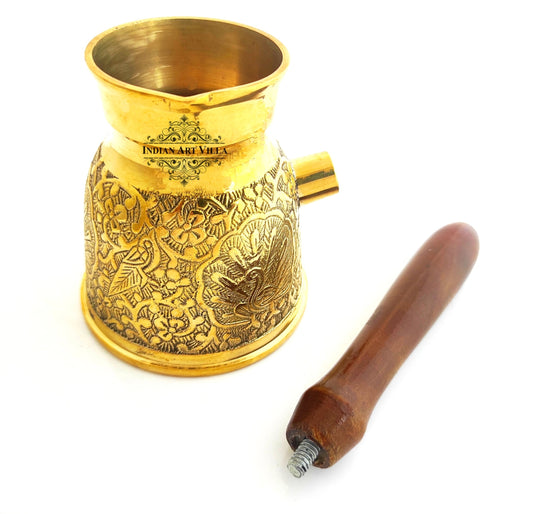 Brass Turkish Kettle Mug with wooden Handle