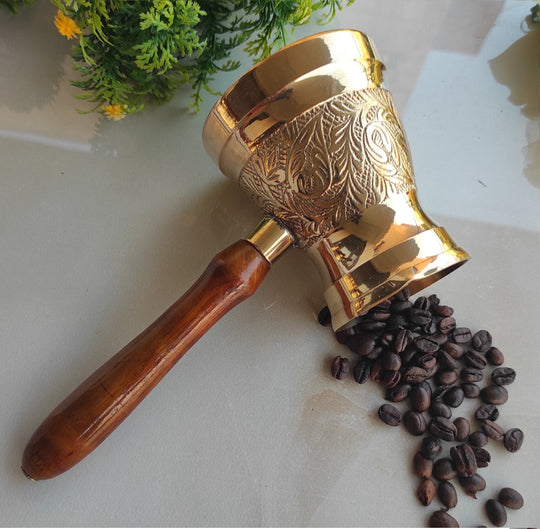 Brass Turkish Kettle Mug with wooden Handle