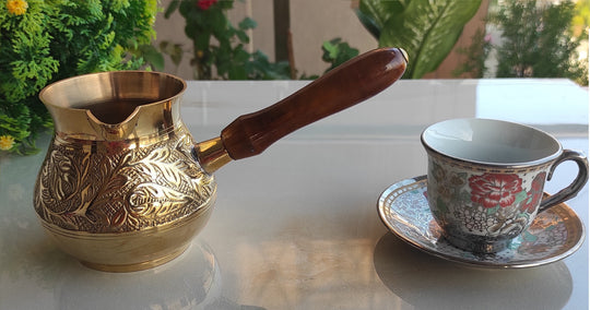Brass Turkish Kettle Mug with wooden Handle