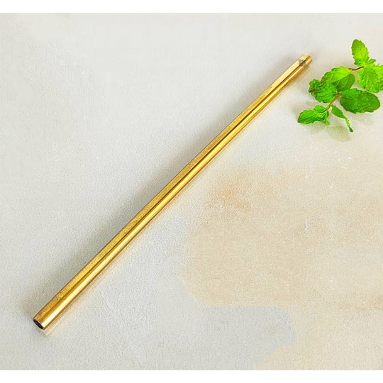 Pure Brass Shine Finish Straw, Barware, Bar Accessories & Tools For Bars, Catering Venues, Home, Office, Party, Hotels, Length-20 cm