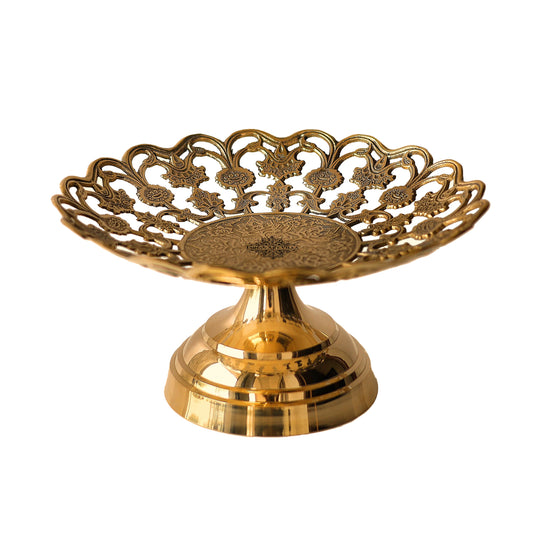 Brass Fruit Basket With Floral Jali Design, Serveware, Tabelware, Hotelware, Home Décor & Gift item, Size- 11.43 cm x 22.86 cm